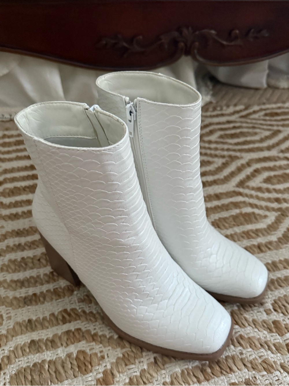 Altar’d State White Leather Booties